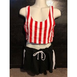 Red & White Striped Croptop